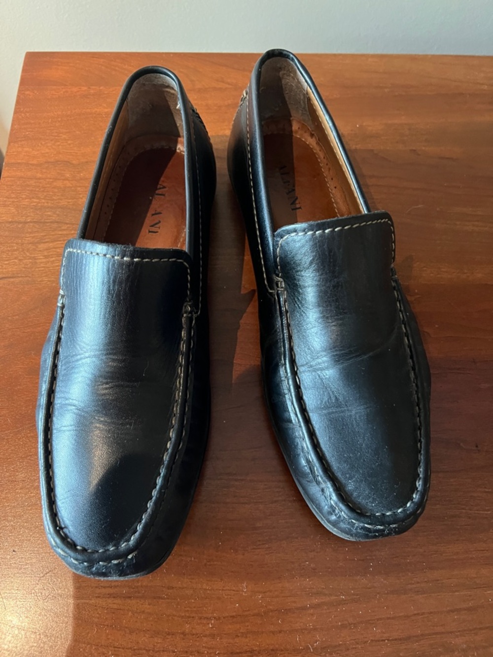 Alfani Black Leather Slip-On Loafers for Men